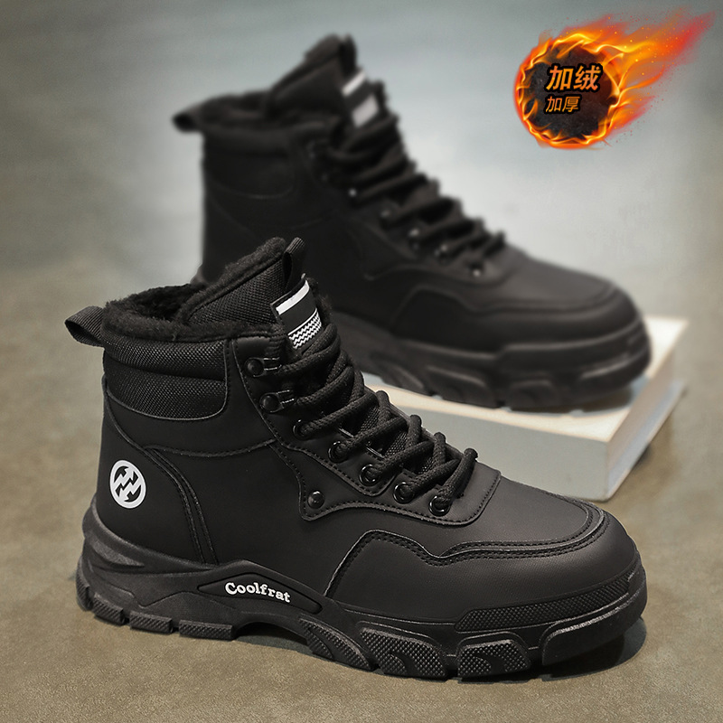Winter-Lined Martin Boots For Men In British-Inspired High-Top Workwear Style, Featuring Thick-Woven Cotton Insulation F_vogvips.com