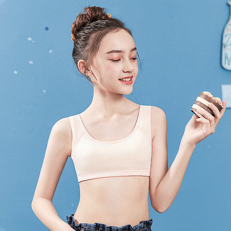 Sujetador de la muchacha de algodón estudiante ropa interior de la muchacha delgada ropa interior de desarrollo temprano de la Escuela Secundaria transpirable ropa interior inalámbrica