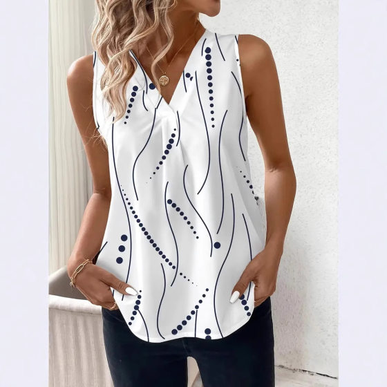 2025 Cross-border Special for Europe and the United States Explosion Wave Stripe V-neck Camisole Women's Summer Hot Fashion All-match Outer Wear