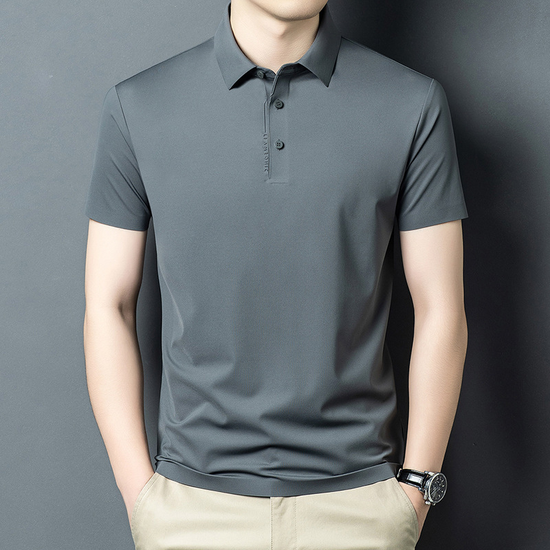 High-End Heavyweight Mulberry Silk T-Shirt for Men, Summer 2026, Non-Iron, Loose Fit, for Young and Middle-Aged Dads, Casual Polo Shirt