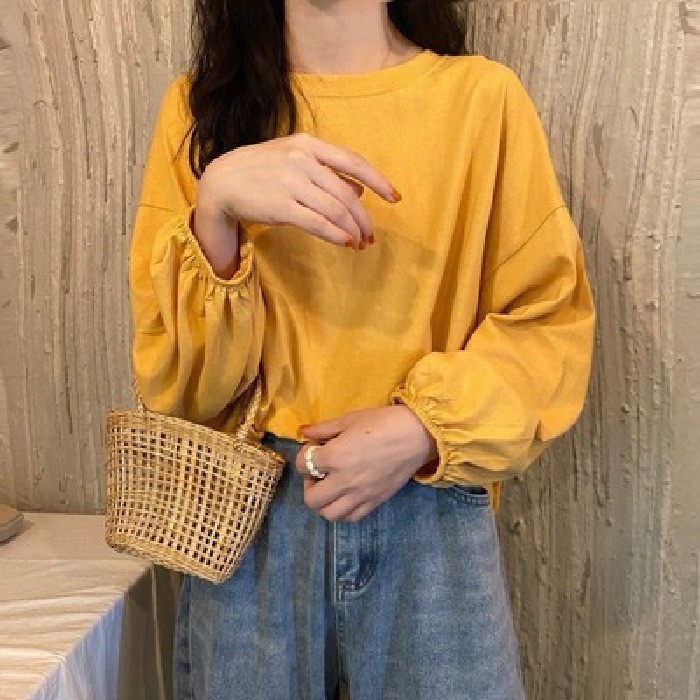 Blusa de manga larga para mujer, estilo coreano 2026, elegante, dulce, retro, adelgazante, con fruncido y manga farol, efecto rejuvenecedor, para principios de otoño image 10