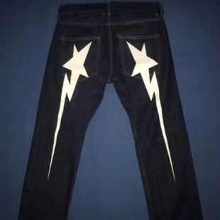 BAPESTA Year 1 Meteor INS Printed Unisex Loose Trousers Hip-Hop ins Fashionable American-Style Harajuku Jeans