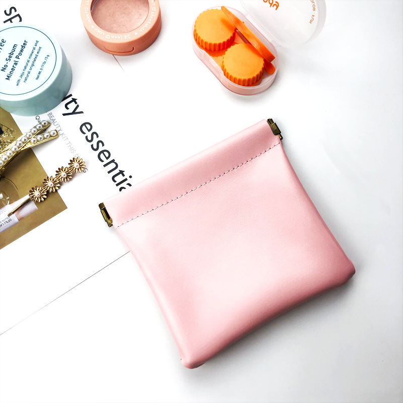 Venta al por mayor de cuero servilleta sanitaria lápiz labial bolsa de almacenamiento de metralla bolsa de almacenamiento mini ins estilo pu cuero pequeño monedero