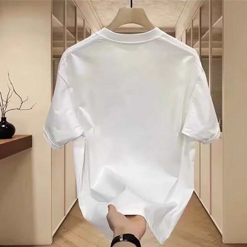 Men's 200GSM Combed Cotton Short Sleeve T-Shirt, Relaxed Fit Casual Tee For Summer, Soft Breathable Everyday Essential Top_viptrois.com
