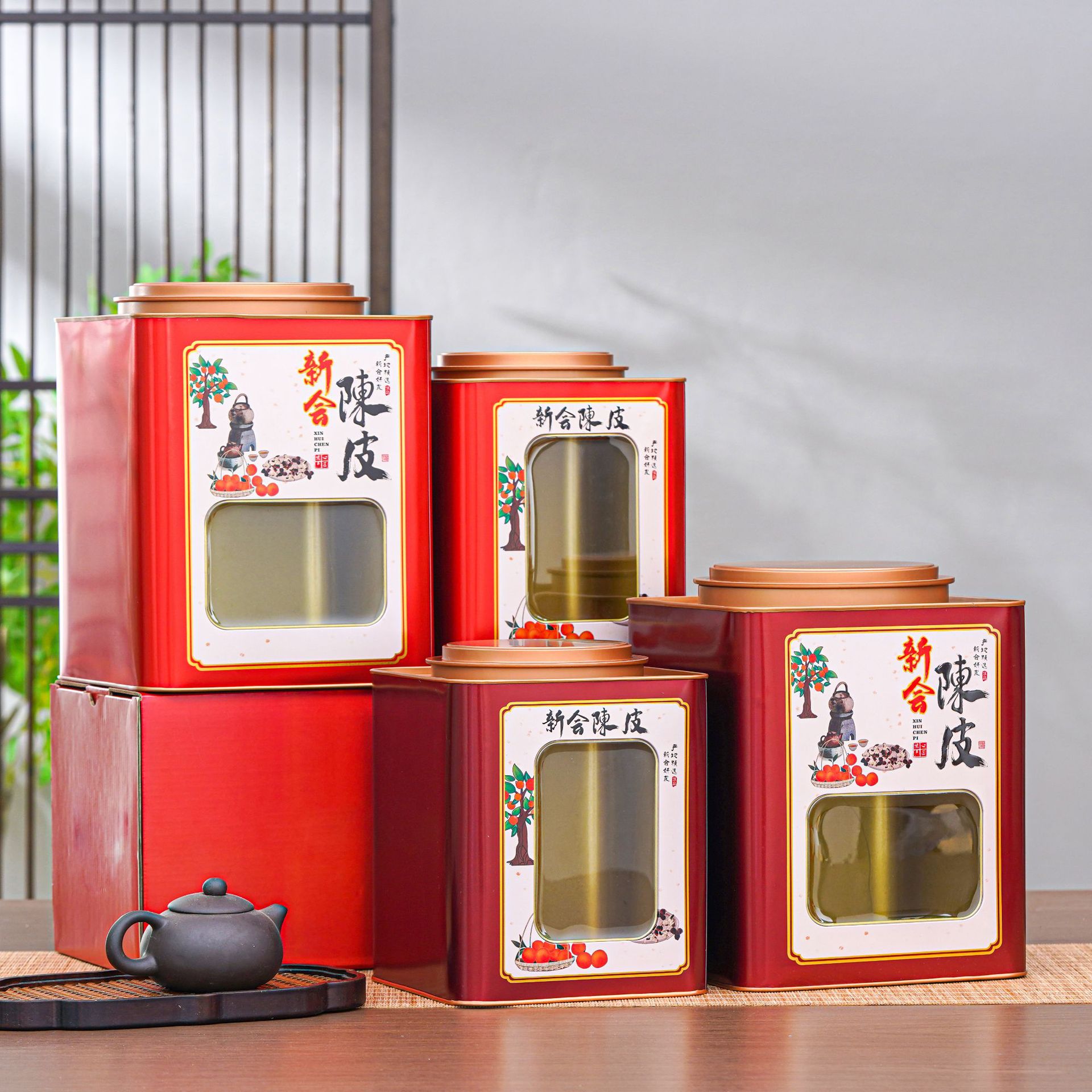 冠华包装 芳村马口铁1斤装陈皮礼品桶开窗方桶铁盒 批发诚邀代理