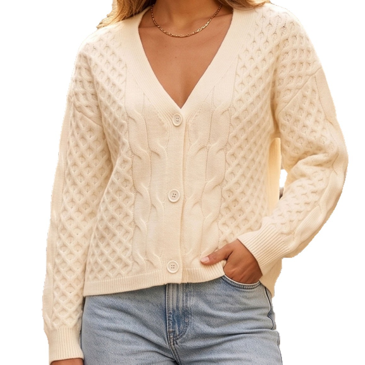 Spring and Autumn New Wool Knitted Cardigan Women's Outer Tower Medium Long Loose Wool Knitted Sweater Jacket Top