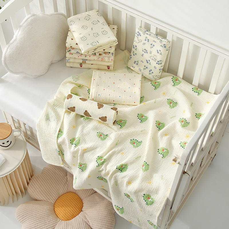 双层绉布包巾婴儿全棉夏季新生儿宝宝包单抱被产房襁褓巾待产包巾