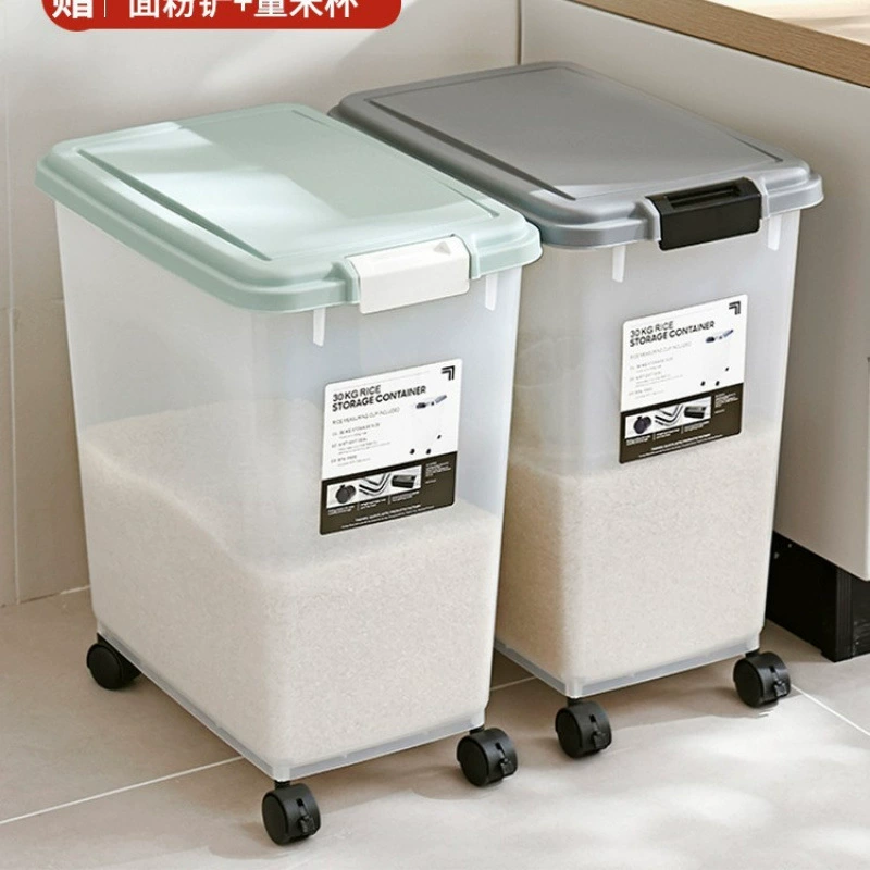 Контейнер для хранения риса 30 джин 25kg бытовой влагостойкий герметичный контейнер для риса с защитой от насекомых, ящик для хранения муки, лапши, средний-высокий уровень хранения