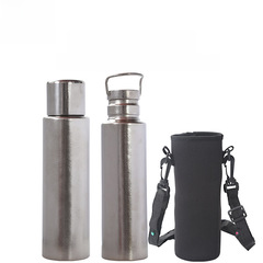 純鈦雙層保溫杯大容量辦公泡茶車載杯戶外驢友登山便攜方圓形鈦杯