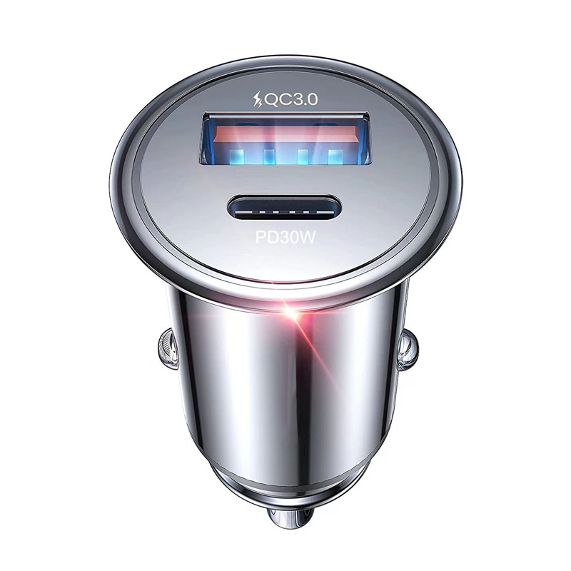 New car fast charging aluminum mini car charger dual USB metal car charger fast charger car charger