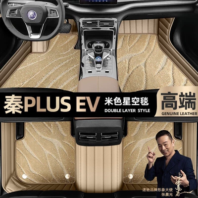 Qin Plus EV foot pads fully Ayaqaltılar (Kovriklər) - beige-leather-beige-starry-sky-blanket-double-layer