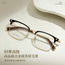 VOSS款轻奢高级合金男士眉毛架眼镜框卡入式不夹脸可配镜丹阳批