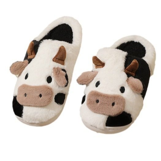 Cross-border Cow Maomao Slippers Women's Autumn and Winter Indoor Cotton Slippers Home Warm Thick Thick Slippers for Men
