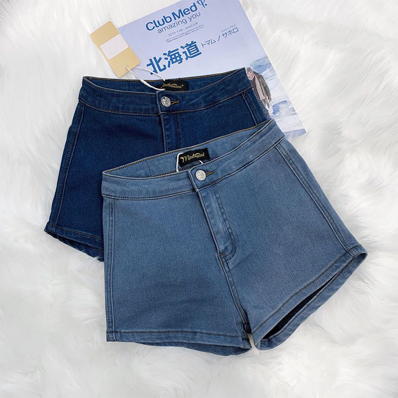 Peach Hip Thin Denim Shorts Women's Summer New High Waist Slimming Super Shorts Leg Long Tight Stretch Hot Pants