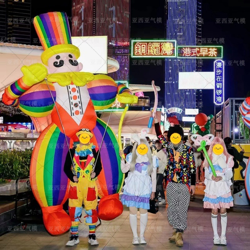 充气高大互动支架人背巡游小丑气模酒吧楼盘景区商场开业活动气氛