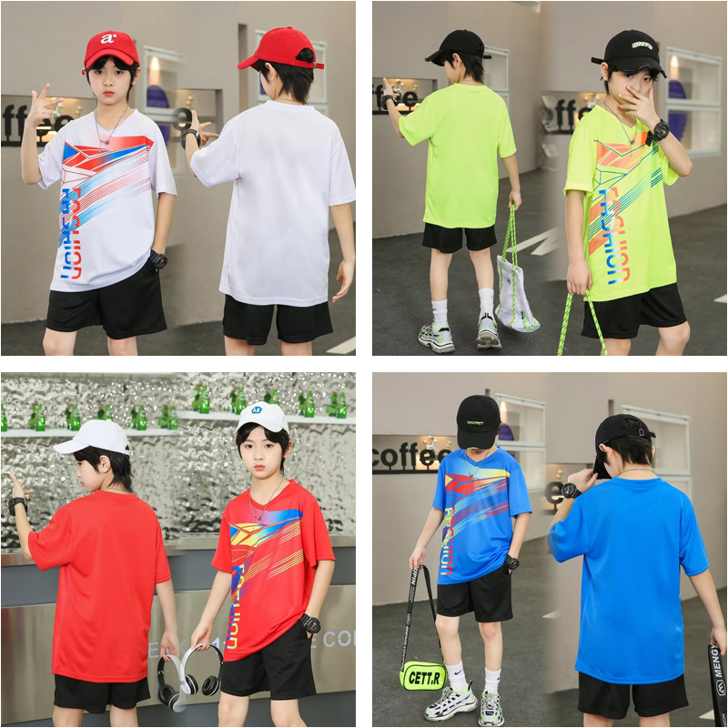 2023 Children's Football Badminton Suit Sports Top Quick-drying Table Tennis Suit Training Suit for Primary and Secondary School Students