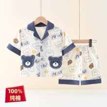 【加工定制】100%纯棉小童套睡衣短袖短裤夏款时尚宝宝儿童家居服