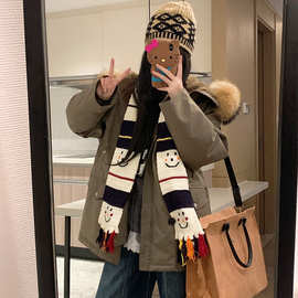 棉服女冬季2025新款韩系慵懒大毛领工装学生外套加厚棉衣棉袄