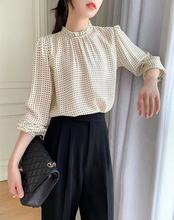 波点小立领真丝衬衫女 上身非常有档次职场女性毕备单品