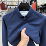 【100棉】高品质男士纯色衬衫长袖水洗牛津纺春秋休闲翻领衬衣潮