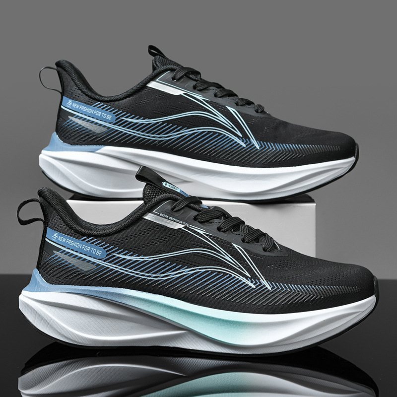 Zapatos de carreras de pareja de carbono de alta velocidad de Guochao, zapatos de corrida de malla transpirables ultraligeros y antideslizantes para hombres y mujeres