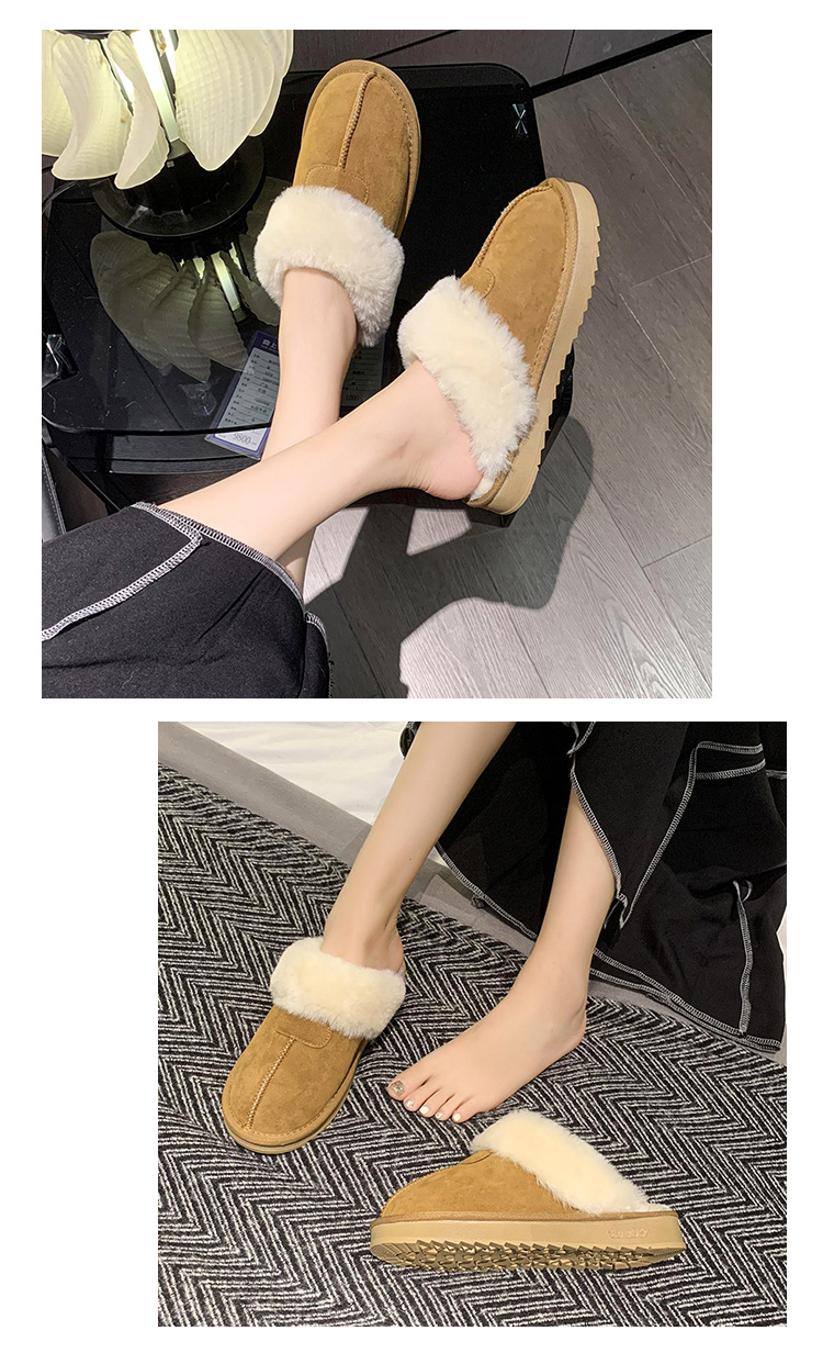 Pantofole pelose casual da donna, indumenti esterni con suola spessa, nuove mezze pantofole Baotou per la casa invernale 2022 più scarpe pigre in velluto_voghion.com