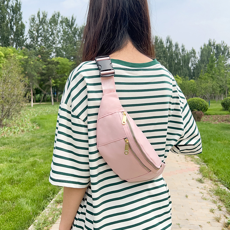 2023 nuevo simple macaron ocio al aire libre deportes cintura bolsa moda Oxford tela estilo Ins bolso de la cintura de las mujeres
