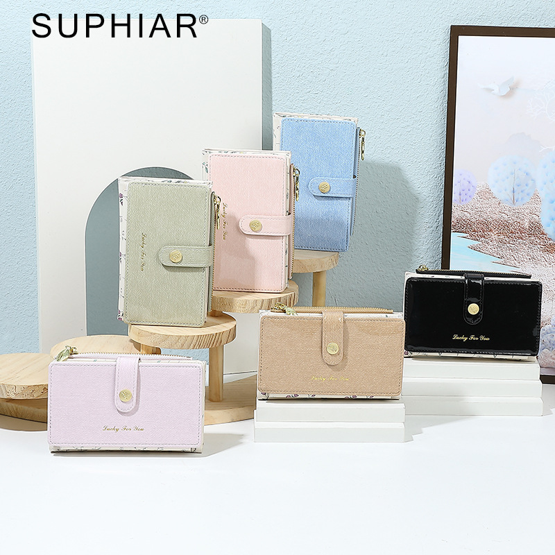 Promoción de tres capas de cremallera bolsa de cambio pu multi tarjeta bolsa de tarjeta en una gran capacidad de billetera larga personalizada