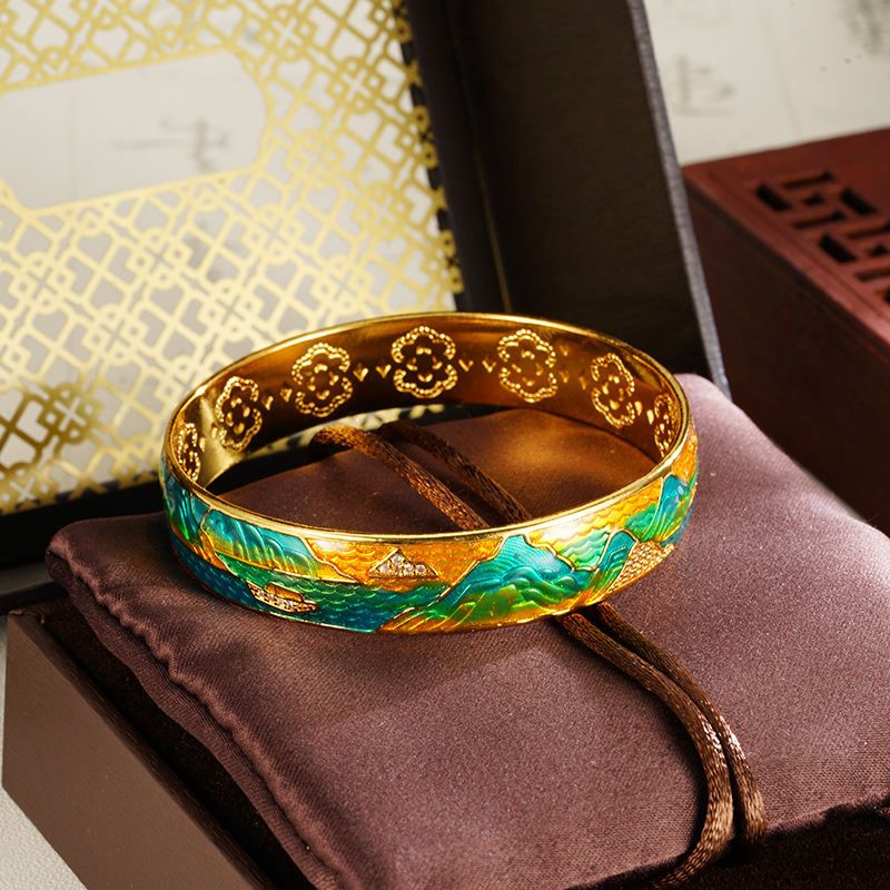 Brazalete de palacio colorido oro de arena vietnamita al por mayor, moda nacional china, joyería universal