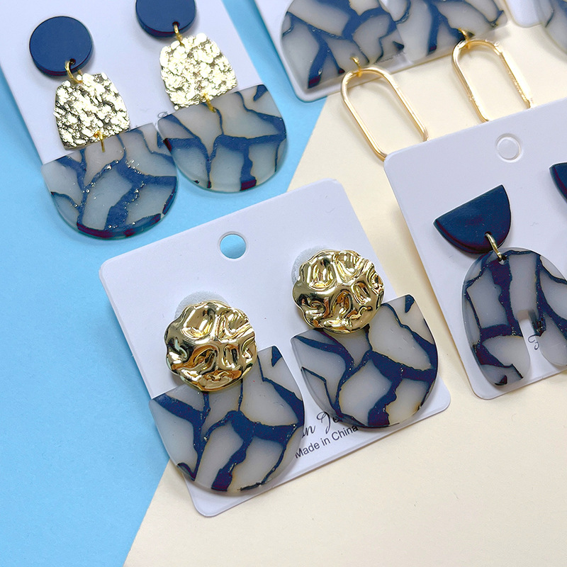 1 Pair Quantity 1 Pair Original Design Artistic U Shape Semicircle Color Block Hollow Out Soft Clay Drop Earrings