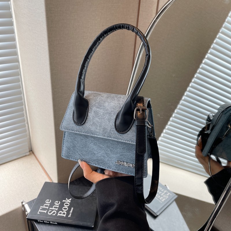 小眾設計百搭ins斜挎小方包迷你拼接時尚韓版手提包2024春夏新款