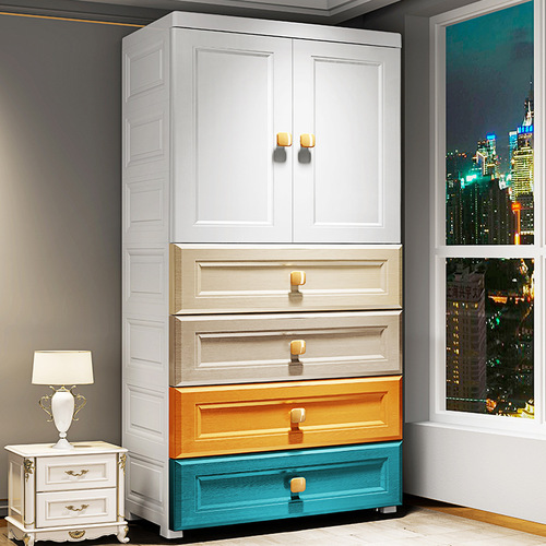 Super Peng 70 Width Colorful Children's Wardrobe Door Open Storage Cabinet Storage Cabinet Assembly Plastic Cabinet Hanging Wardrobe 