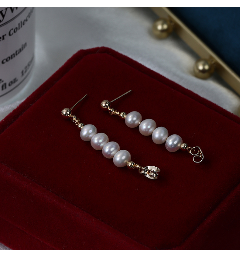 1 Pair Freshwater Pearl Copper Freshwater Pearl Freshwater Pearl Earrings Solid Color Drop Earrings Earrings display picture 4