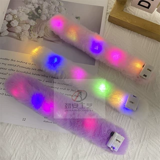 发光毛绒手环亮灯毛毛拍拍圈party聚会装饰钢片道具节日派对道具