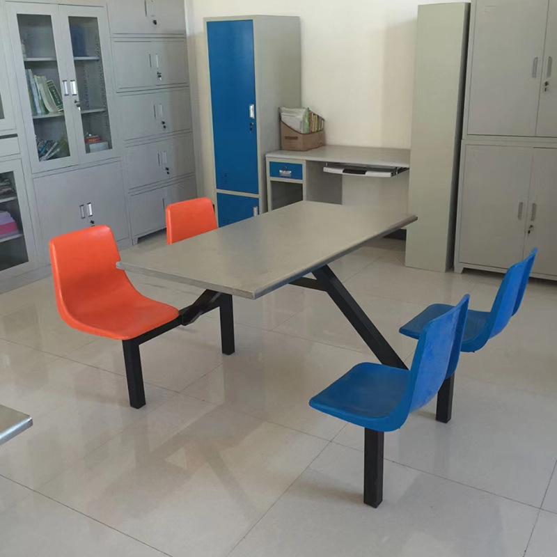Company staff canteen dining tables and chairs fast food restaurant factory dining hall stainless steel multi-seat stainless steel tables and chairs