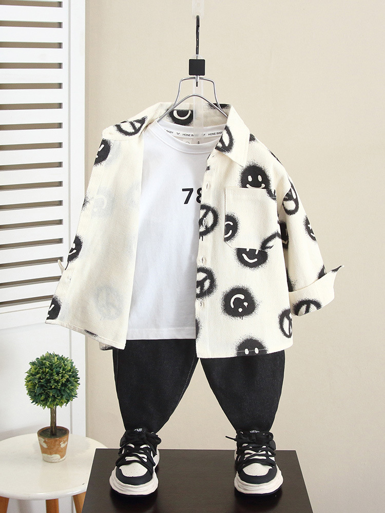 6222 Camisa de manga larga coreana de otoño para niños 2025 nueva chaqueta de camisa de primavera y otoño para bebés ropa para niños