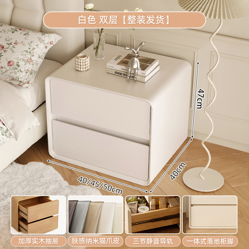 Mesita de noche negra Dormitorio doméstico de madera maciza 2025 nuevo gabinete lateral de cama de almacenamiento moderno simple y de lujo ligero de alta gama image 10