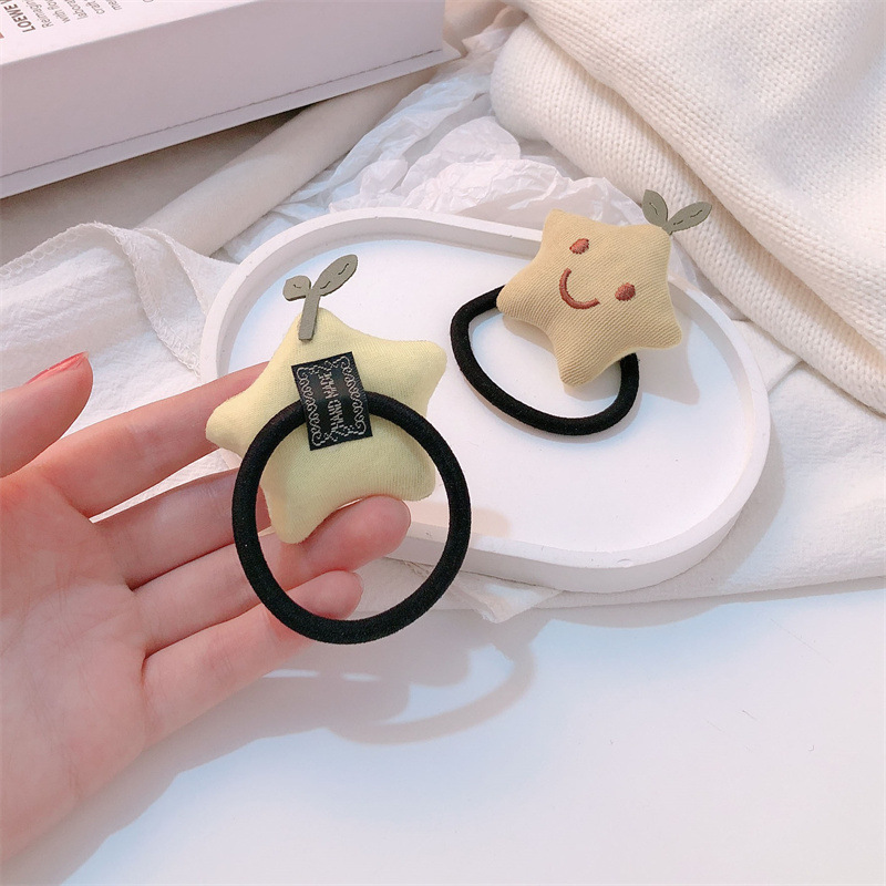 Estrellas de pentacos de alta elasticidad anillo de cabello lindas estrellas en la cabeza de hierba larga cuerda de cabello para niñas de banda de goma universal adornos para el cabello