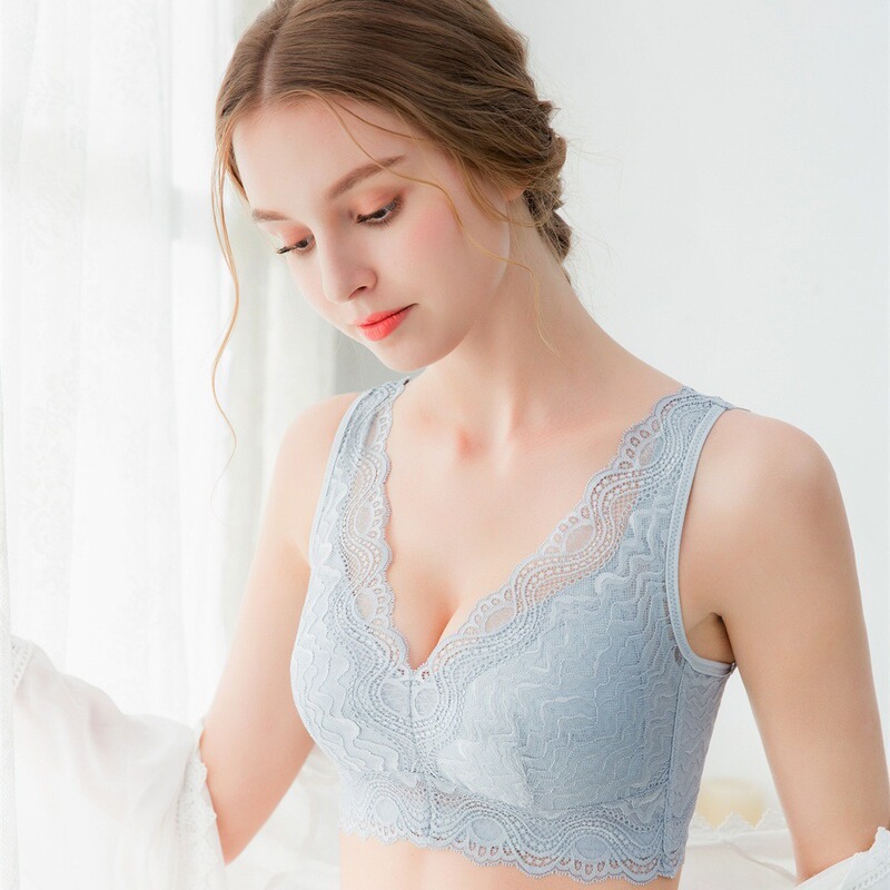 No steel ring light beautiful back big chest small adjustable bra 195