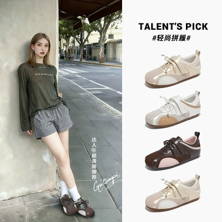新款真皮德训鞋女2026春季鞋子女鞋百搭平底运动鞋舒适蝴蝶结单鞋