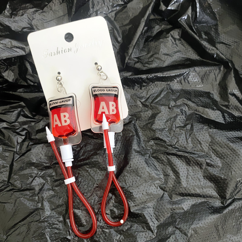 Unisex Gender 1 Pair Novelty Blood Bag Irregular Stamping Plastic Drop Earrings