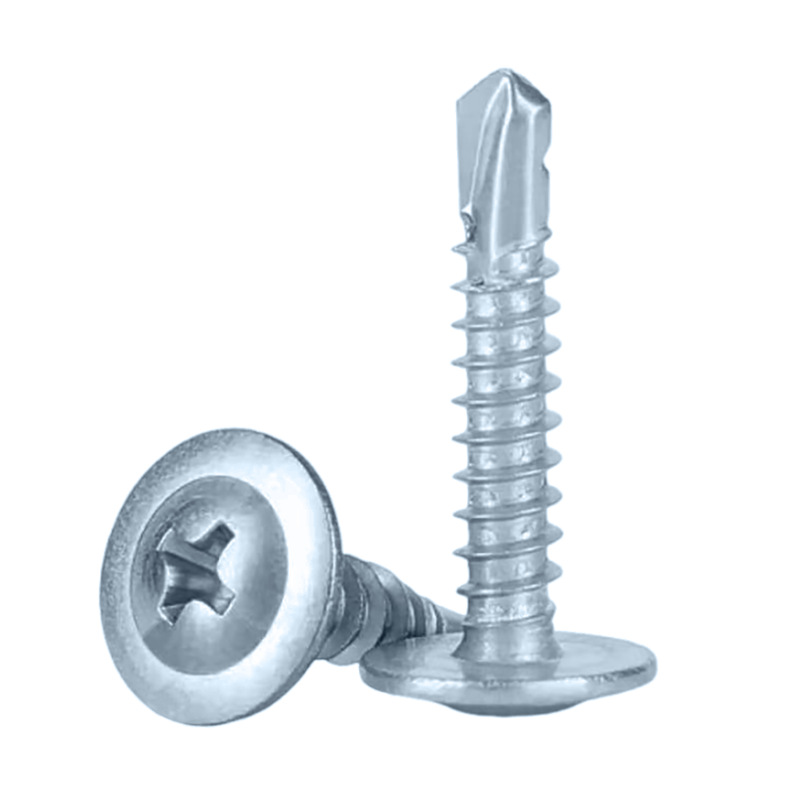 Cruz de zinc azul y blanco, gran cabeza plana, tornillo de cola de taladro huasi, Cabeza Redonda galvanizada con almohadilla, cinturón de perforación automática, alambre de cola de golondrina