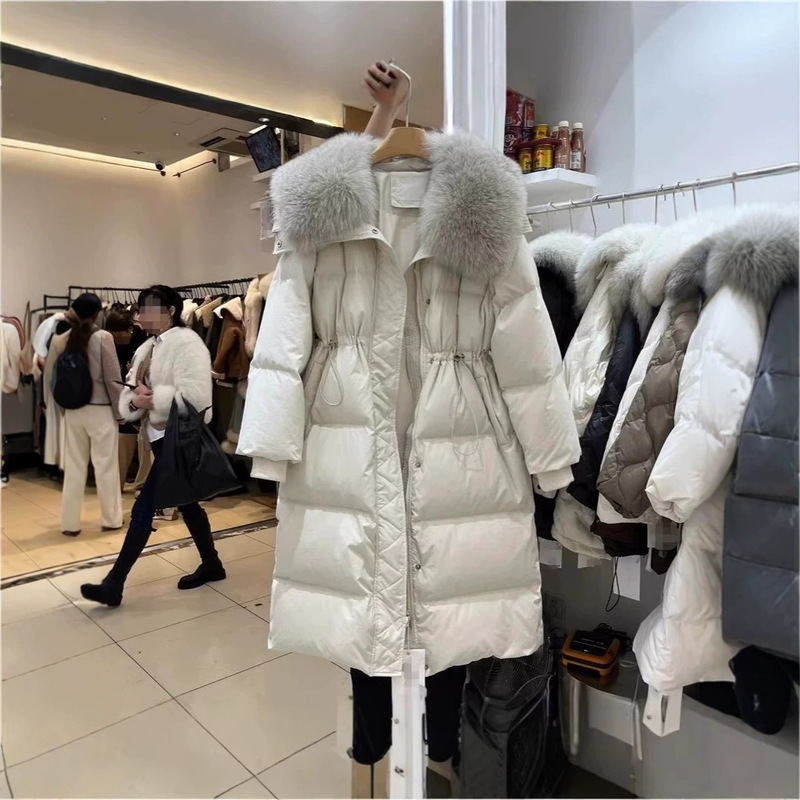 Dongdaemun Korean original fox fur down jacket for women, mid-length, new winter style, waist-cinching, slimming, over-the-knee, thickened coat Dongdaemun Korean original fox fur down jacket for women, mid-length, new winter style, waist-cinching, slimming, over-the-knee, thickened coat