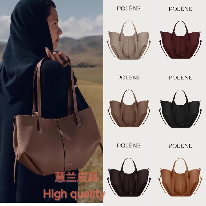 In-Stock Polene Wing Bag Cyme Tote Bag Single Shoulder Handheld Underarm Cowhide Bucket Bag Large Capacity