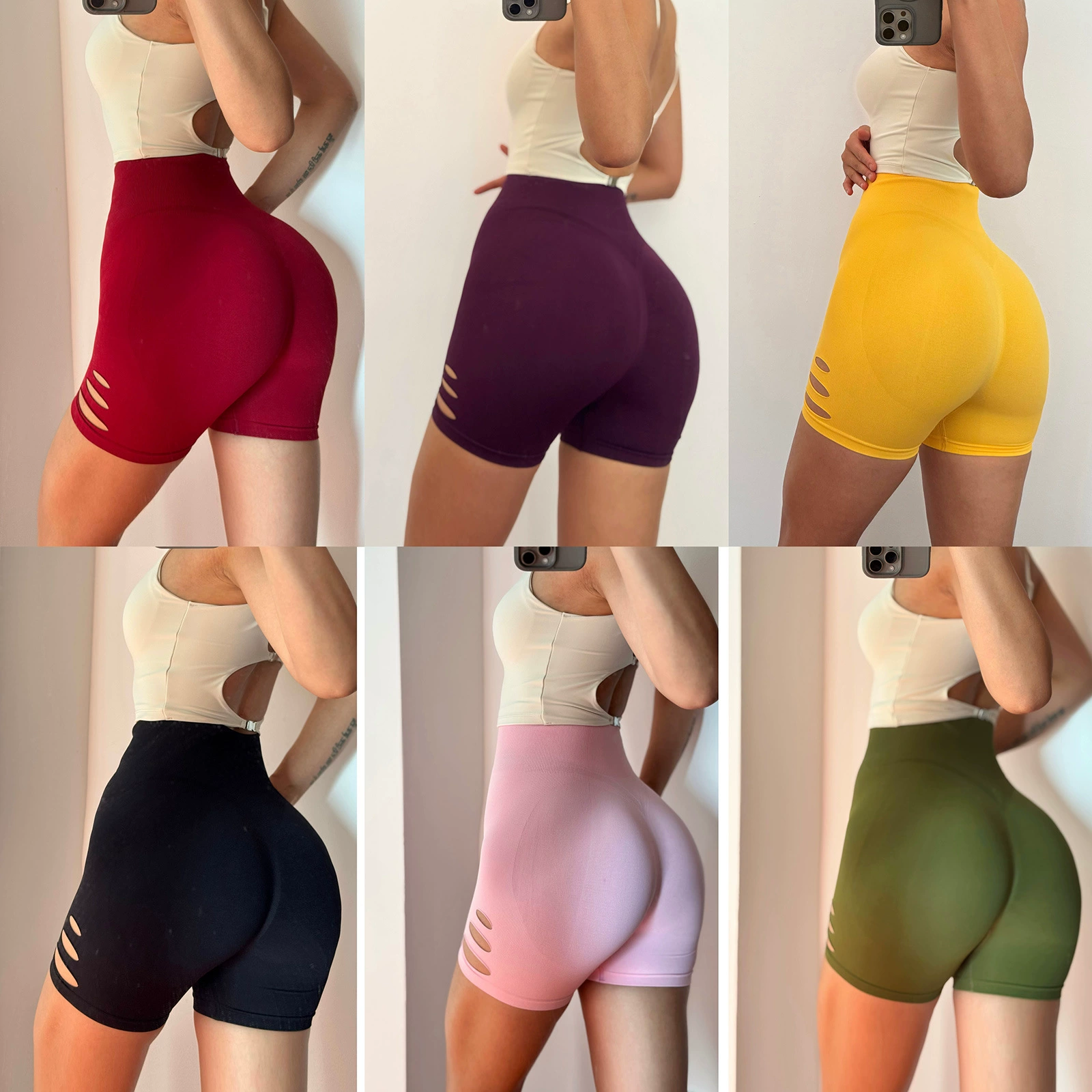Европейские и американские бесшовные шорты для фитнеса с эффектом подтяжки ягодиц для женщин, обтягивающие шорты для бега и тренировок с эффектом «персиковых ягодиц», спортивные шорты для йоги.