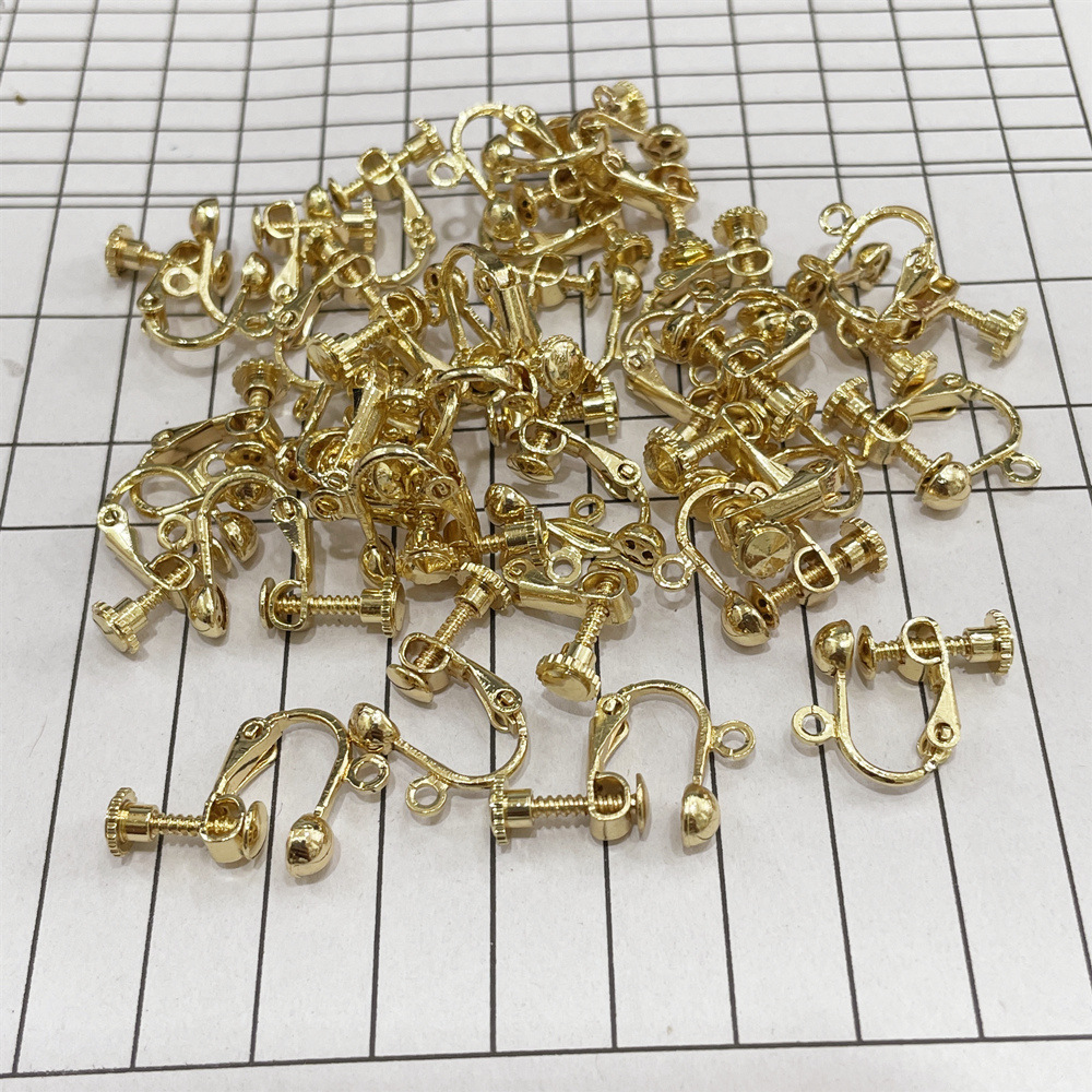 ノンホールスクリューイヤークリップ、波珠ヘッド、吊り下げU字型、調節可能DIYイヤリング素材、新中式イヤリング