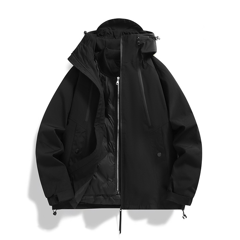 New winter men's outdoor jacket two-piece set, fashionable trendy couple's mountaineering suit, lightweight cotton jacket with inner lining