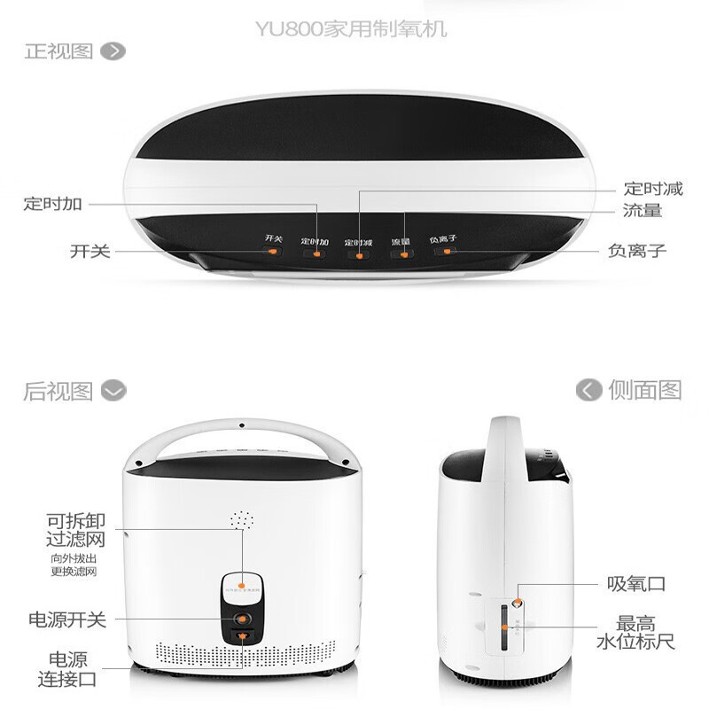 鱼跃高原制氧机YU800车载小型1L机便携西藏专用氧气机户外旅行|undefined
