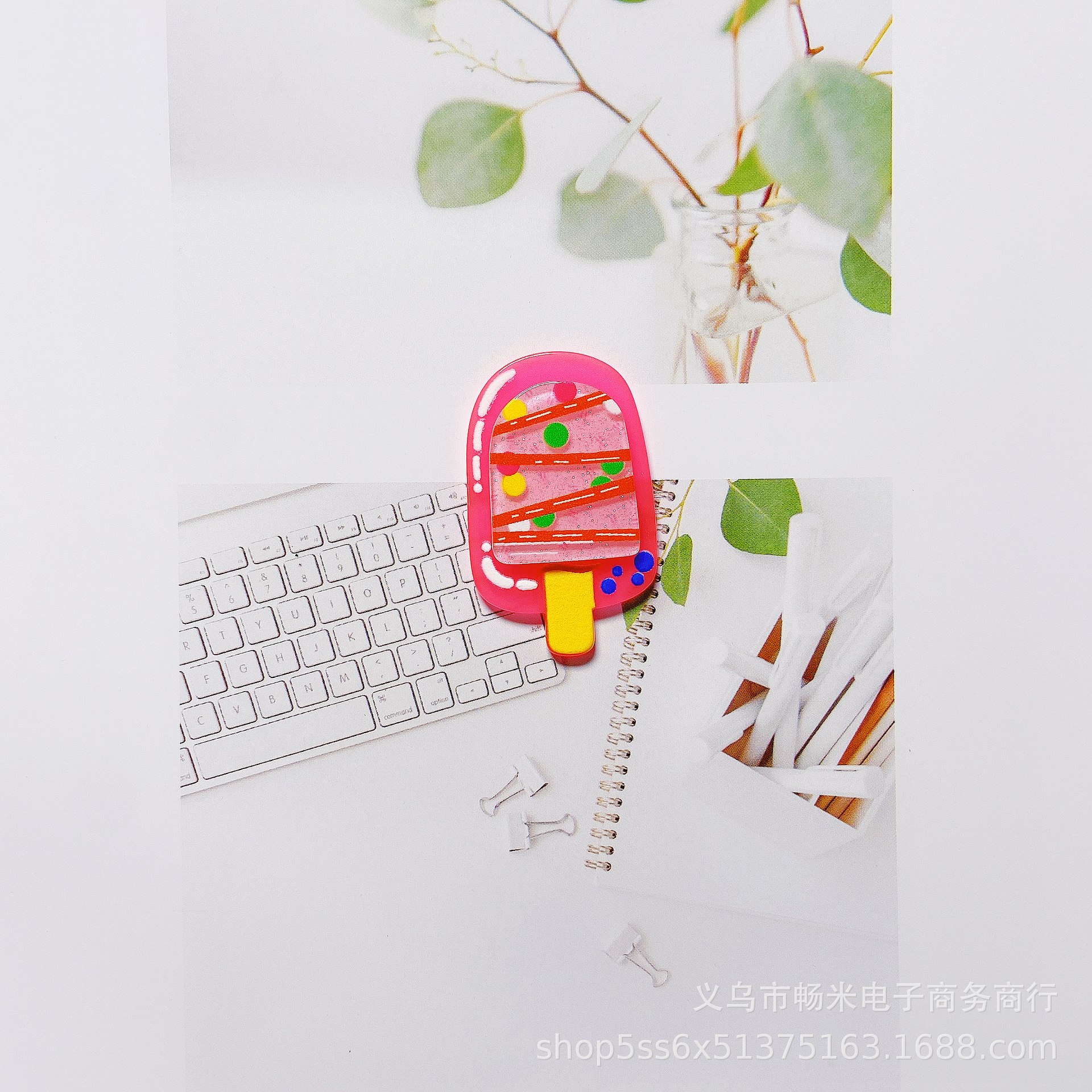 Creative Popsicle tridimensional parche acrílico de doble capa joyería de la cáscara del teléfono móvil con llavero bricolaje pendientes hechos a mano material