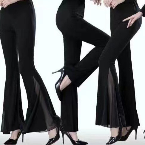 Women's Body Shaping Formal Pants Dance Pants Modal Micro-Angle Big Bellows Practice Pants Gold Velvet with Lace Bellows Pants